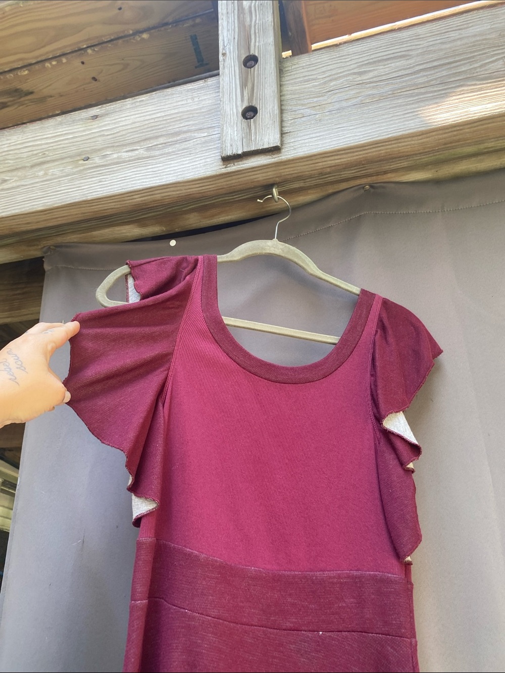 Free People Raspberry Flutter-Sleeve Midi Dress - Picture 2 of 3